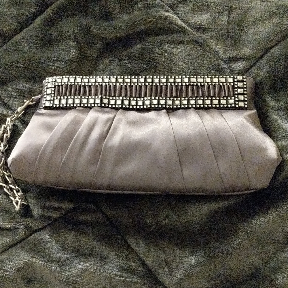 Chic Satin Clutch with Rhinestone Detail - Picture 1 of 4